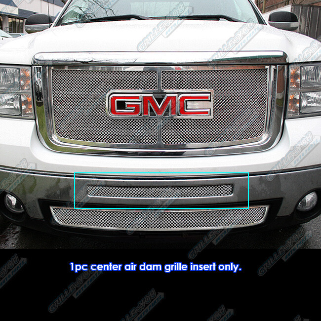 Fits 2007-2013 GMC Sierra 1500/07-10 2500 Top Bumper Stainless Chrome Mesh Grill