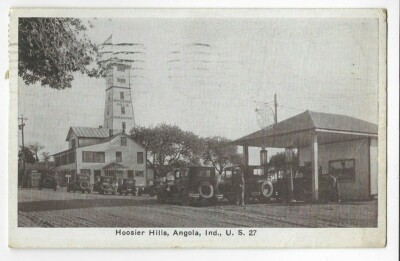 B&W SINCLAIR GAS,SERVICE STATION-VISIBLE PUMPS,HOOSIER HILLS TOWER~ANGOLA,IN