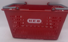 HEB Store Shopping Basket Kids Play Size Red Plastic with Gray Handles HEB Texas