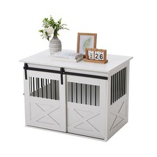 Wooden Dog Crate Kennel Dog Cage End Table Furniture for Small Medium Dog 2 in 1