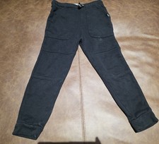 Boys Black Jogger Pants Solid Casual Pull On Drawstring Elastic Waist Pockets