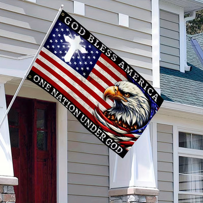 Bless America Flag 5x3 Patriotic Polyester UV Resistant Outdoor Decor