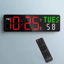 Gym Clock Timer, Workout Clock with Seconds | 5 Display Modes, 4 Alarms | Remote