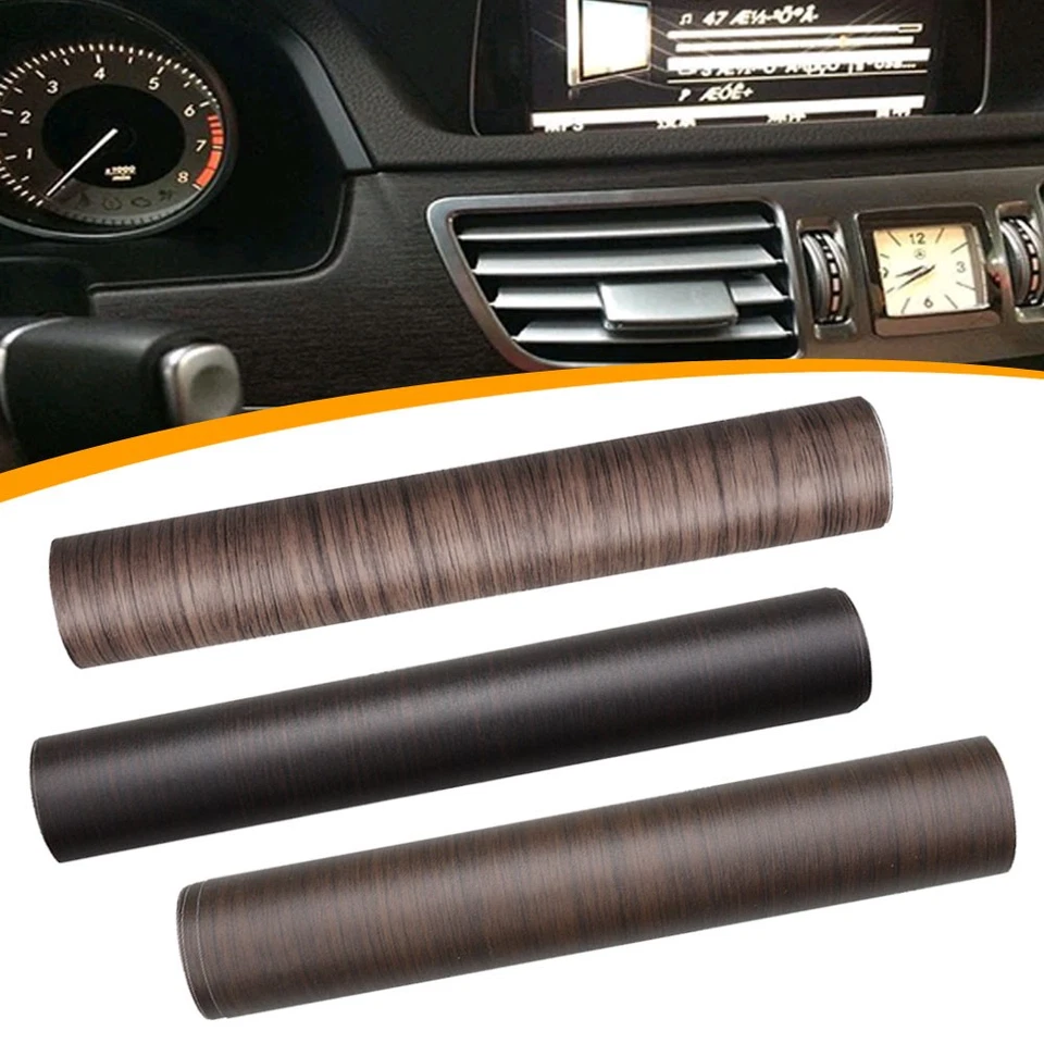Wood Grain Textured Vinyl Wrap Sticker Car Home DIY Interior Decor Accessories - Image 2 of 4