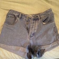 Brandy Melville Blue High Rise Cuffed Denim Shorts 5-Pocket Size small