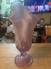 Fenton Pink Opalescent Glass Handkerchief  Lilly of the valley vase