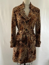 Vintage Bandolino Leopard Print Trench Coat Brown Belted Jacket Size 12