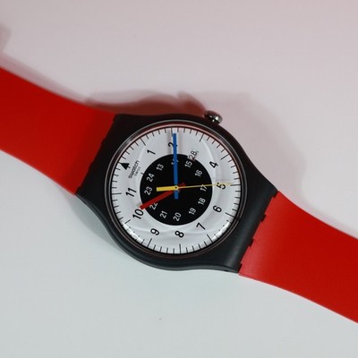 NEw LImited Swiss MAde SWATCH SO32B401 ROUGE & NOIR Black  display picture 2