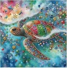 Sea Turtle Diamond Painting Kits, 5D Special Shape Diamond Art Kits for Adults,