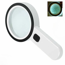 NEW 30X Handheld Magnifying Glass w/ 12 Bright LED Light Illuminated Magnifier