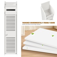Free Standing Bathroom Storage Cabinet White Toilet Paper Roll Holder Cupboards
