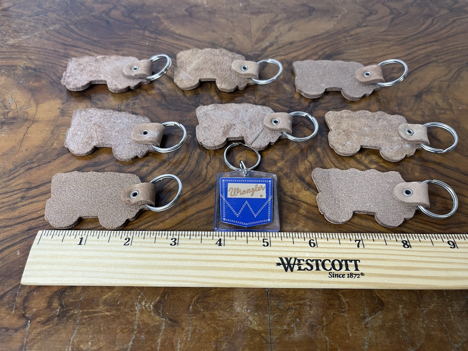 Vintage Wrangler Keychain Lot of 9 Leather Here Come Wrangler Covered ...
