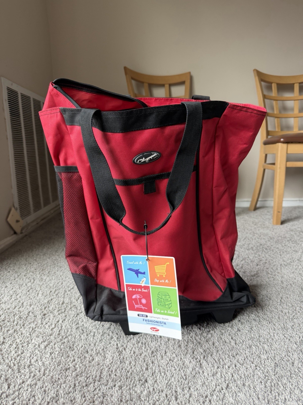 Olympia Casual Gear Sports Plus Rolling Shopper Tote Bag RS-
