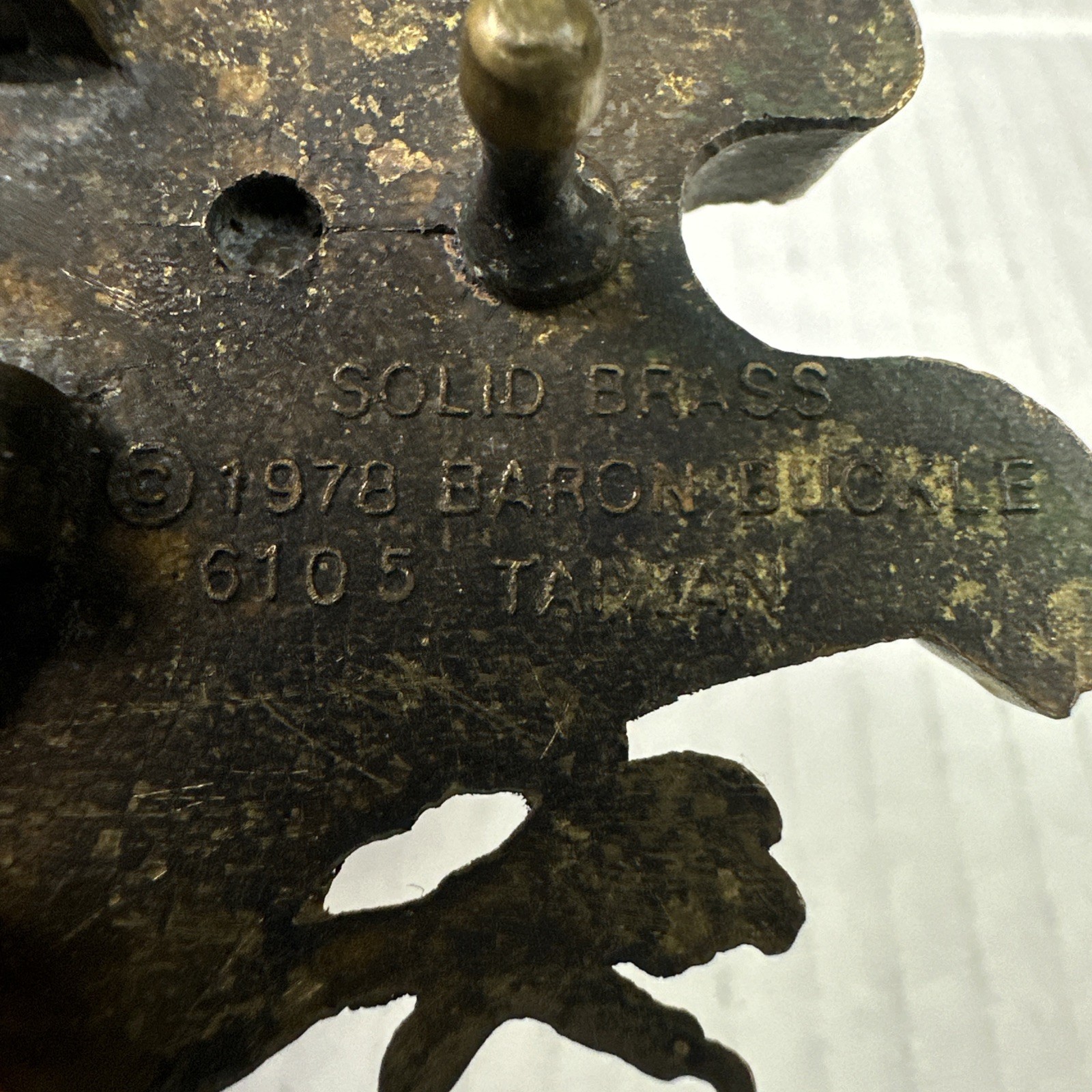 Vintage 1978 Belt Baron Buckle 6105 BBB Solid Brass Eagle Made in Taiwan