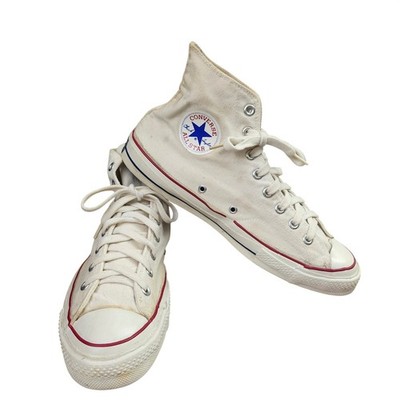 Vintage Converse Chuck Taylor All Star High Top Off White Canvas Blue Label 10.5