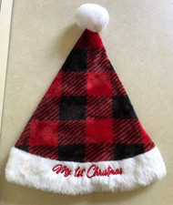 "My First Christmas" Red And White Plaid Infant Baby Santa Hat
