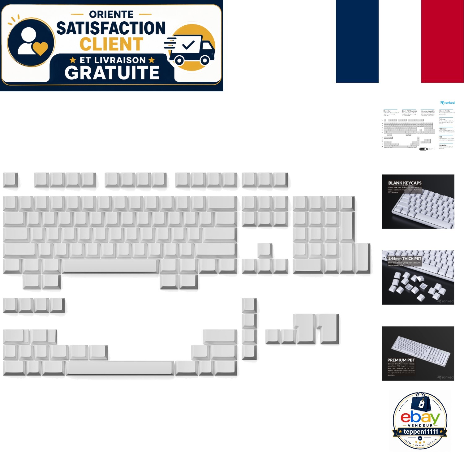 Touches PBT Clavier Mécanique Set de Keycaps Épaisses 1.4 mm Kit
