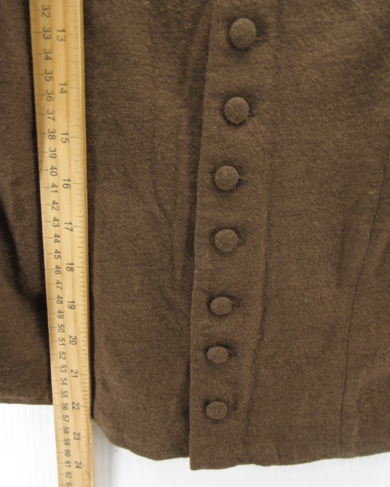 Ralph Lauren Suéter Mujer Pequeño Marrón Lana Ecuestre Victoriano Cárdigan Plisado Foto 4 de 4