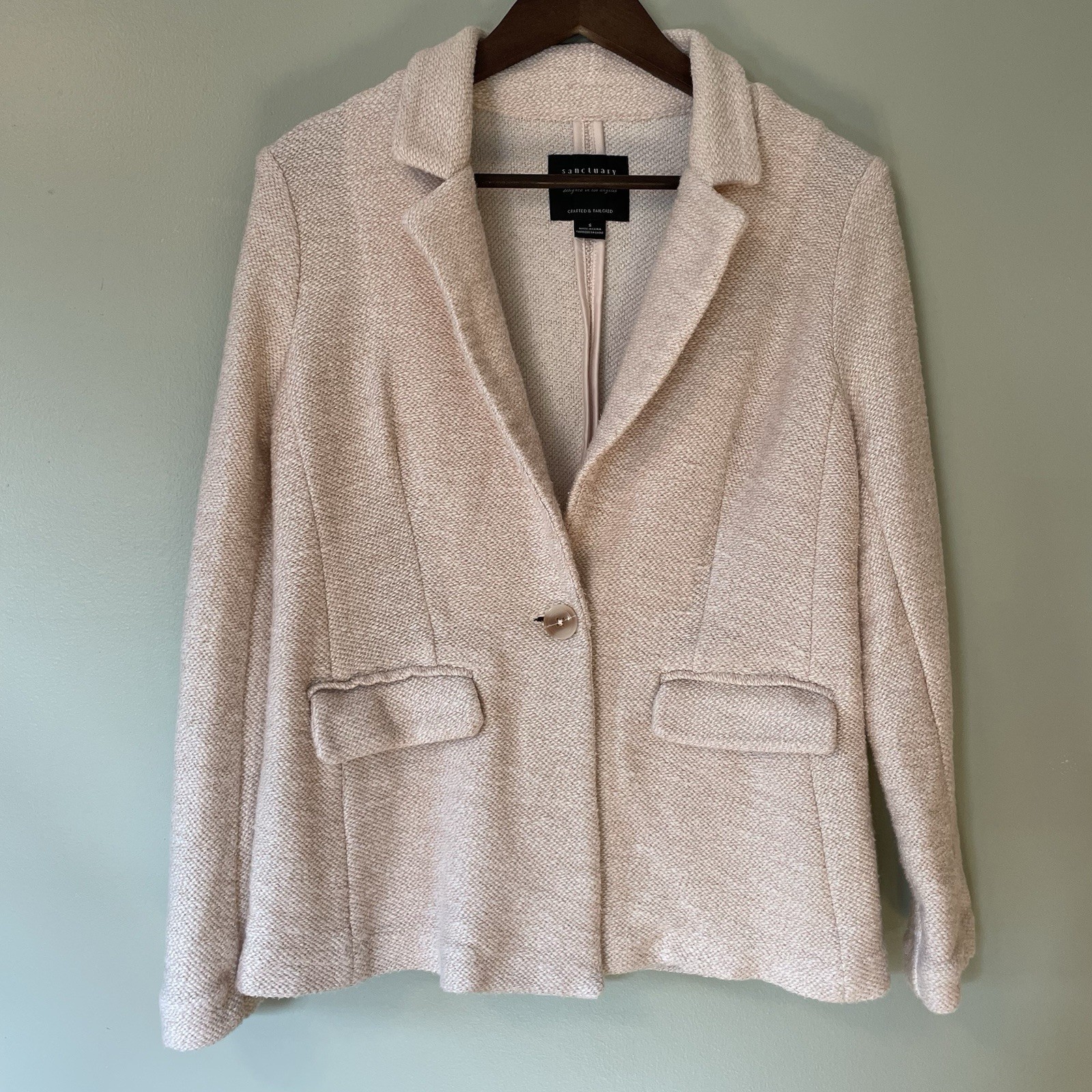 NWOT ANTHROPOLOGIE X SANCTUARY Womens Size Small Bryce Knit Blazer Cream Neutral
