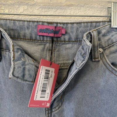 NWT Edikted Raelynn Washed Wide Leg Low Rise Jeans - Petite Size S