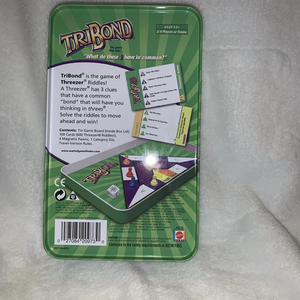Mattel Tribond Travel Card Game Metal Tin, H0738 - Image 3 of 3