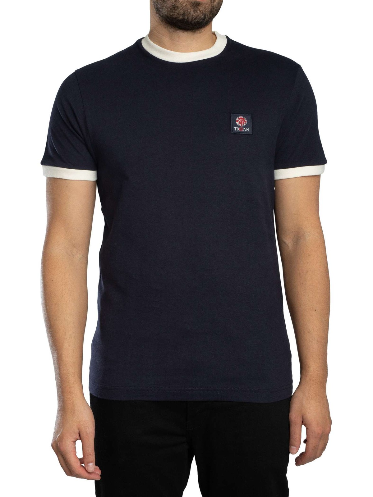 Trojan Men's Flag Badge Ringer Short-Sleeved T-Shirt - TR/9086 - Image 2