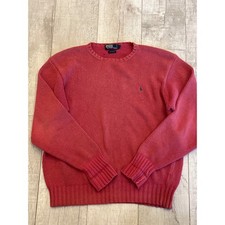 Polo Ralph Lauren Cotton Knit Sweater Crew Neck Red Pony Logo Mens Size L