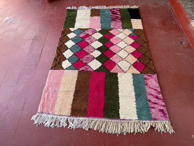 Design Moroccan Berber Wool Rug Color Multicolor Handmade Design Carpet Area Rug