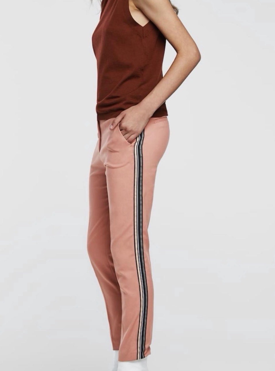 Zara Basic Side-Stripe Ankle-Length Trousers, Sal… - image 1