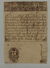 Rhode Island July 5, 1715 3 Shillings Colonial Currency 1850s 