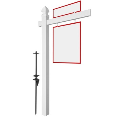 72'' x 36''  Real Estate Yard Sign Post with 2 Cap Options - Vinyl PVC - White