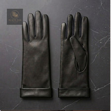 Women's Genuine Leather Gloves Black Soft Warm Size 6.5 Driving