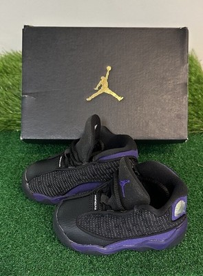 Nike Air Jordan 13 Retro TD Black Court Purple White Size 5c 414581-015 W/Box