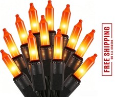 Orange Halloween Lights, 100 Count, Incandescent Mini Halloween String Lights Ou
