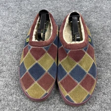 Daniel Green Comfy Maroon Plaid Wool Slippers Size 11 Women’s