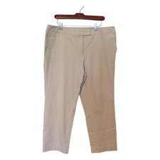 Ann Taylor Factory Curvy Pants Women 16 Beige Cotton Blend Ankle Chino Trousers