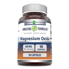 Magnesium Oxide Supplement 500mg Non-GMO Gluten Free 90 Capsules USA Made