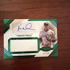 2025 Topps Tier One Vernon Wells Auto Jumbo Jersey Green #/49 Blue Jays