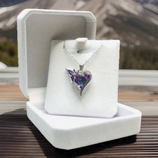 Exquisite Butterfly Crystal Heart Pendant Necklace Stylish Jewelry