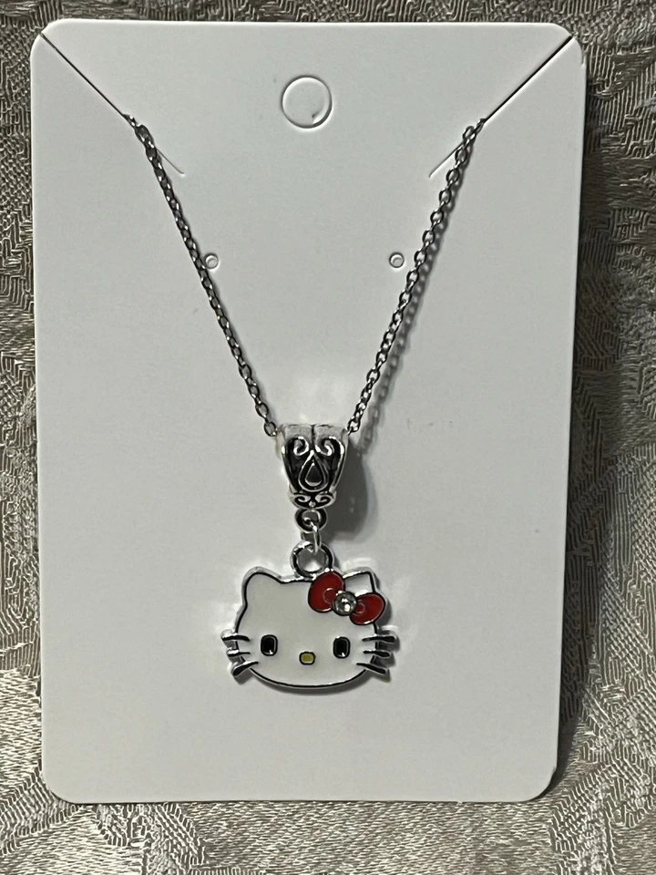"Collar de plata Sanrio Hello Kitty caprichoso dije dibujos animados adorable moda 18""" Foto 2 de 2
