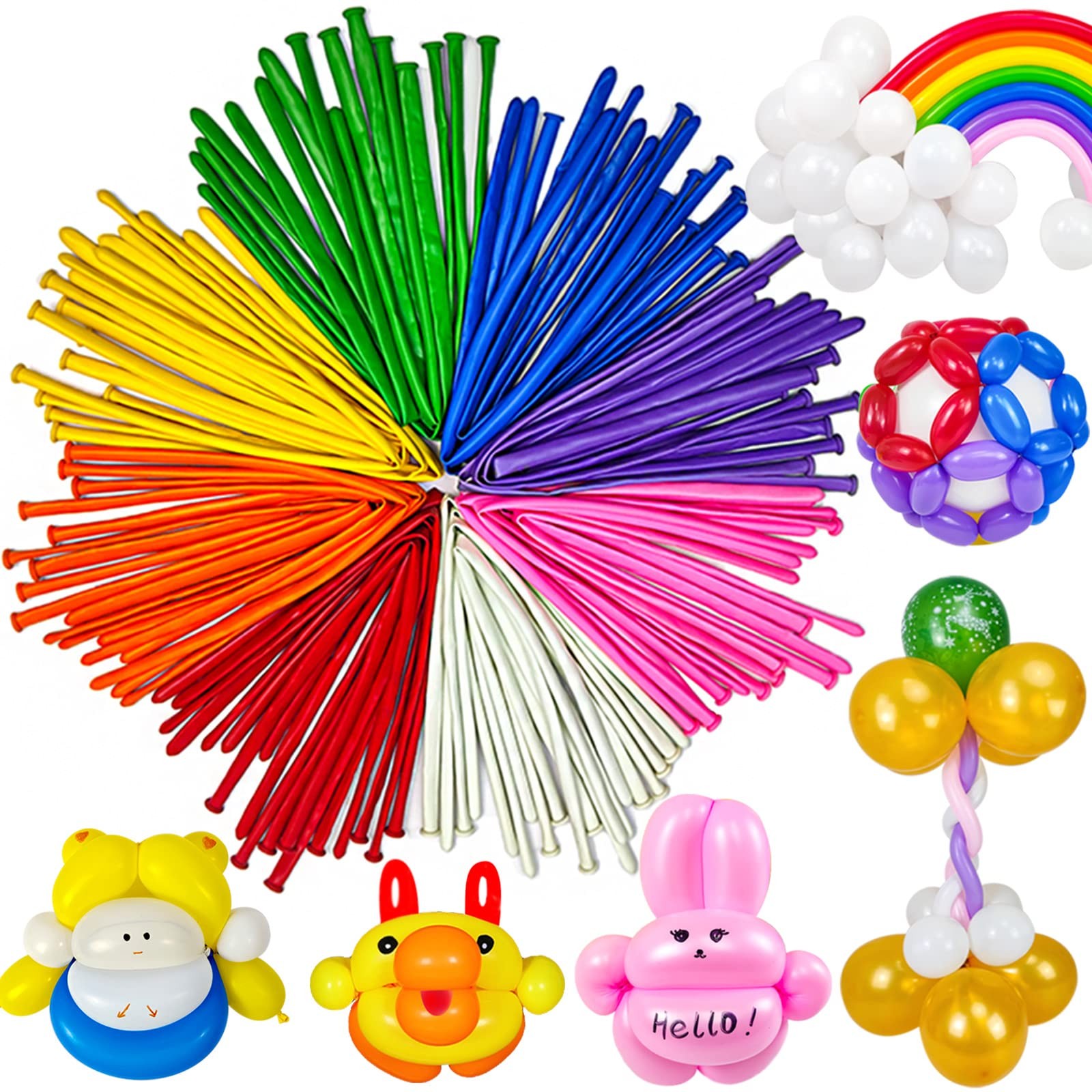 LXZFCRG 260 Balloons Pack of 100 Long Balloon Animal Twisting Balloons for fo...