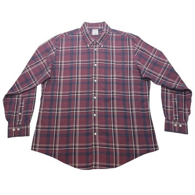 Brooks Brothers Button Down Mens XL Burgundy Plaid Regent Supima Cotton