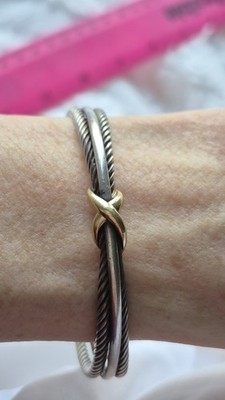 DAVID YURMAN STERLING 925 & 18KT. 750 TWISTED&X MANSCHETTENARMBAND