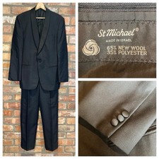 Vintage St Michael Marks & Spencer Tuxedo Dinner Suit 38R Black Trousers 30S