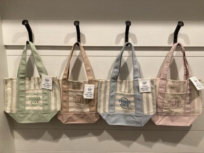 Trader Joe s Mini Tote Bag Canvas Summer Edition Pink Blue Green Beige Set Of 4