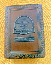 Vtg Bankers Utilities Co, Book Coin Bank ,National Bank of Waterloo, Iowa NO KEY