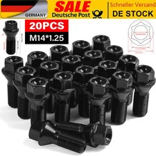 20 Stück Radschrauben Radbolzen M14 x 1,25 28mm Kegelbund SW17 Schwarz für BMW