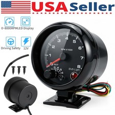 3.75 Universal Car Tachometer Gauge Meter With Led Shift Light 0-8000 Rpm 12v