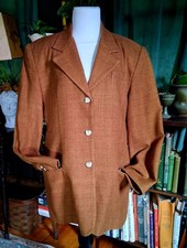Vintage Ann Taylor 100 Silk Blazer Brown Longline Jacket Size 12