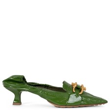74196 auth BOTTEGA VENETA Jalape o green patent leather MADAME Pumps Shoes 38.5